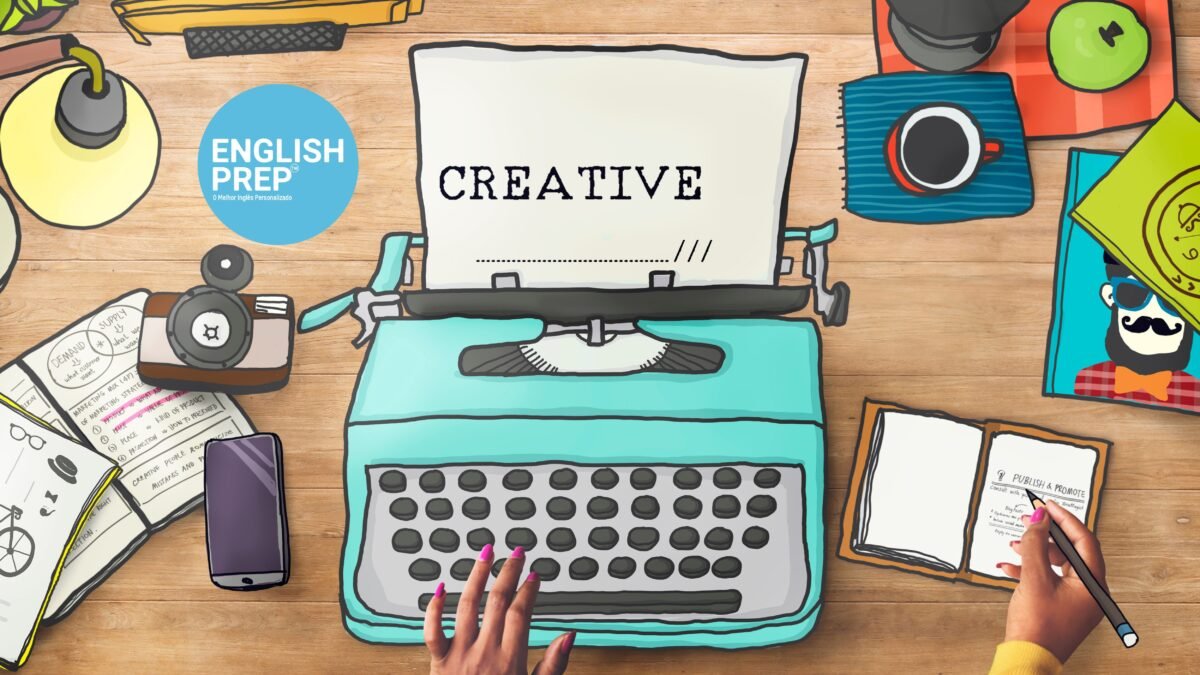 typewriter and class material on a desk illustrating a student preparing for the toefl writing section